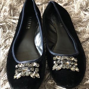 Ralph Lauren Adelisa Black Velvet Flats 7B
